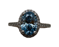2.00ct Oval Lab Grown Blue Diamond Ring with Diamond Halo and Shank - Platinum