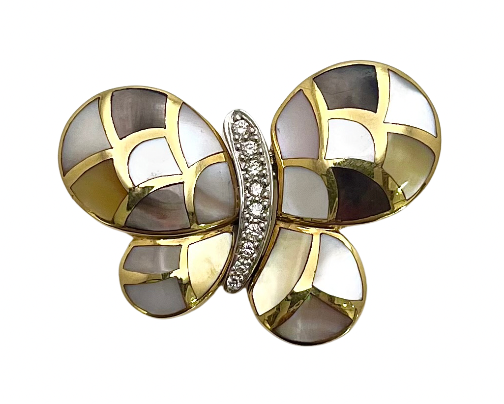 Mother of Pearl Butterfly Brooch- Two Tone