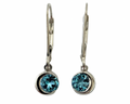Crescent Moon Dangle Earrings with Blue Topaz - Silver