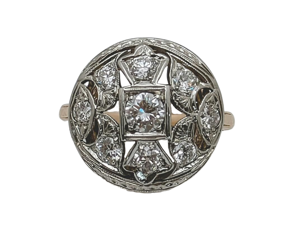 Diamond Filigree Cocktail Ring - Two Tone