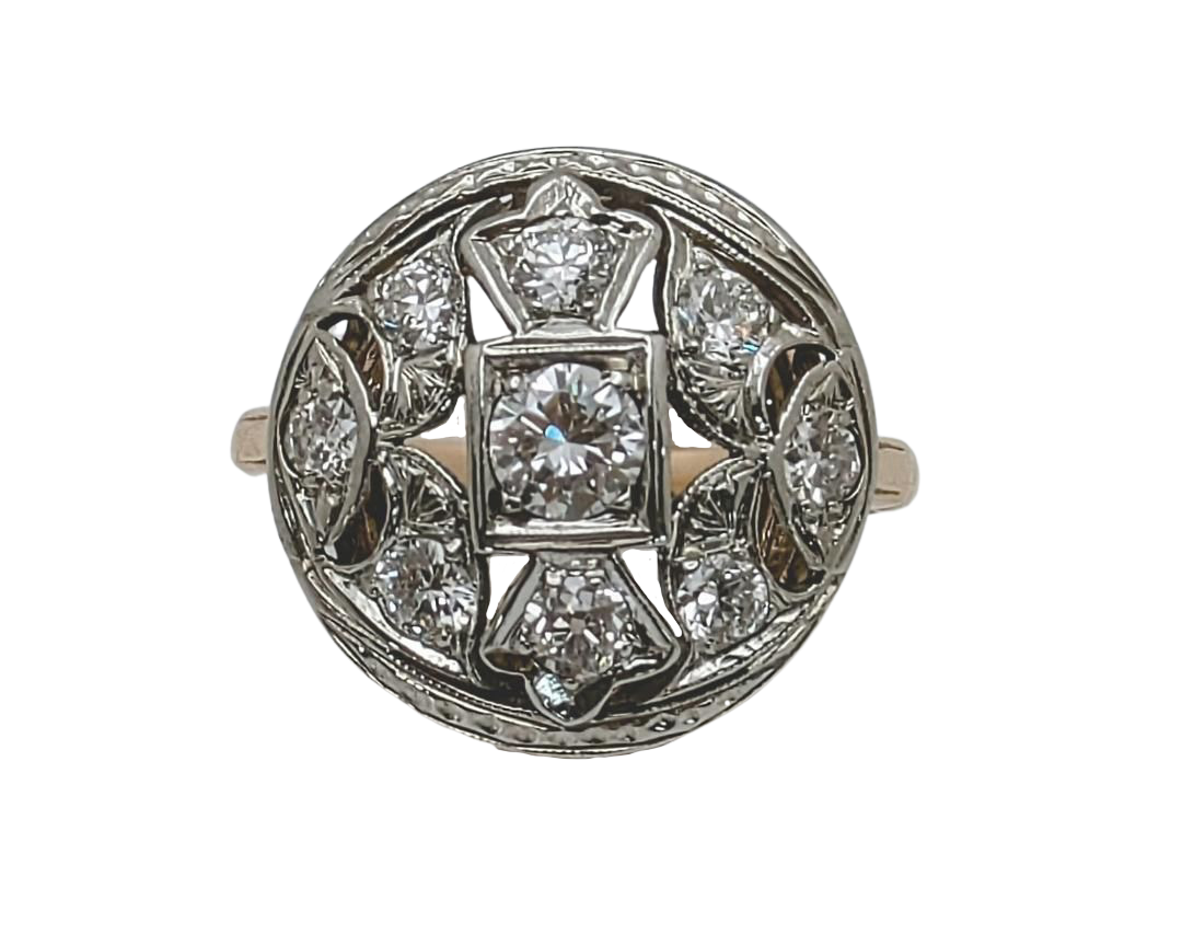 Diamond Filigree Cocktail Ring - Two Tone