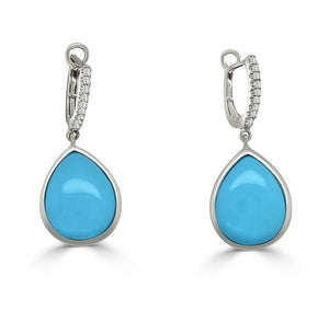 Luna Turquoise Earrings w/Diamond Accents - White Gold