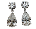 Lab Grown Pear Shape Dangle Earrings - White Gold