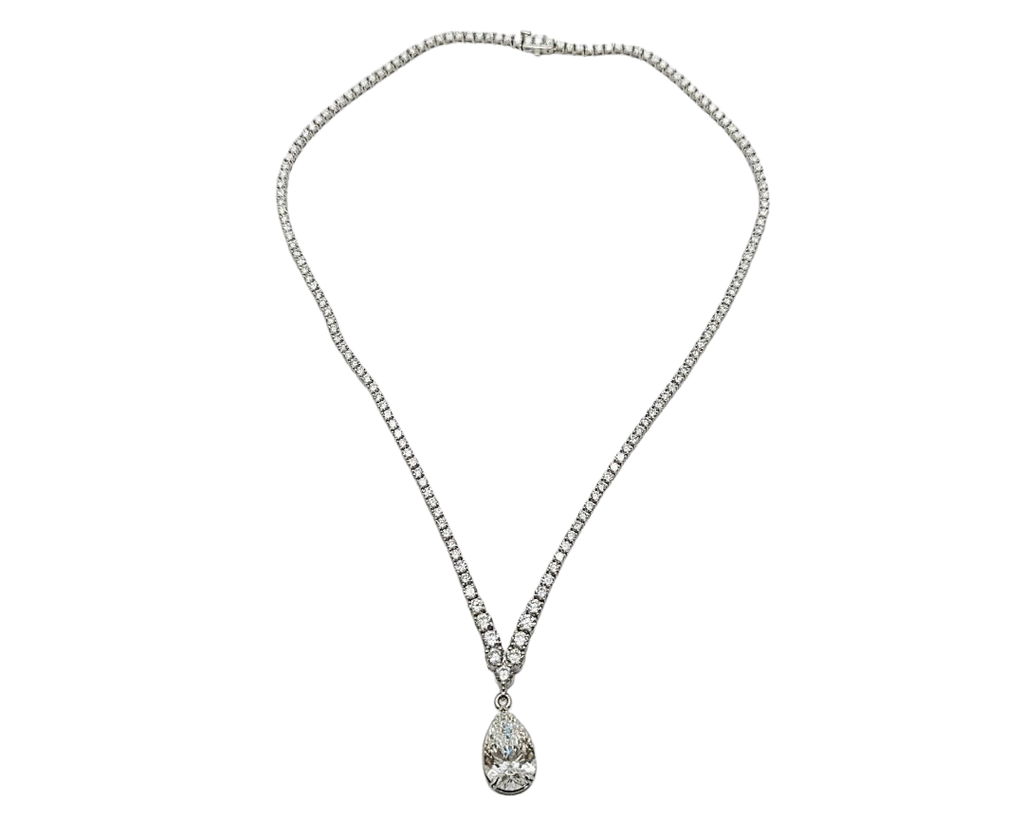 Lab Grown Diamond Riviera Drop Necklace - White Gold