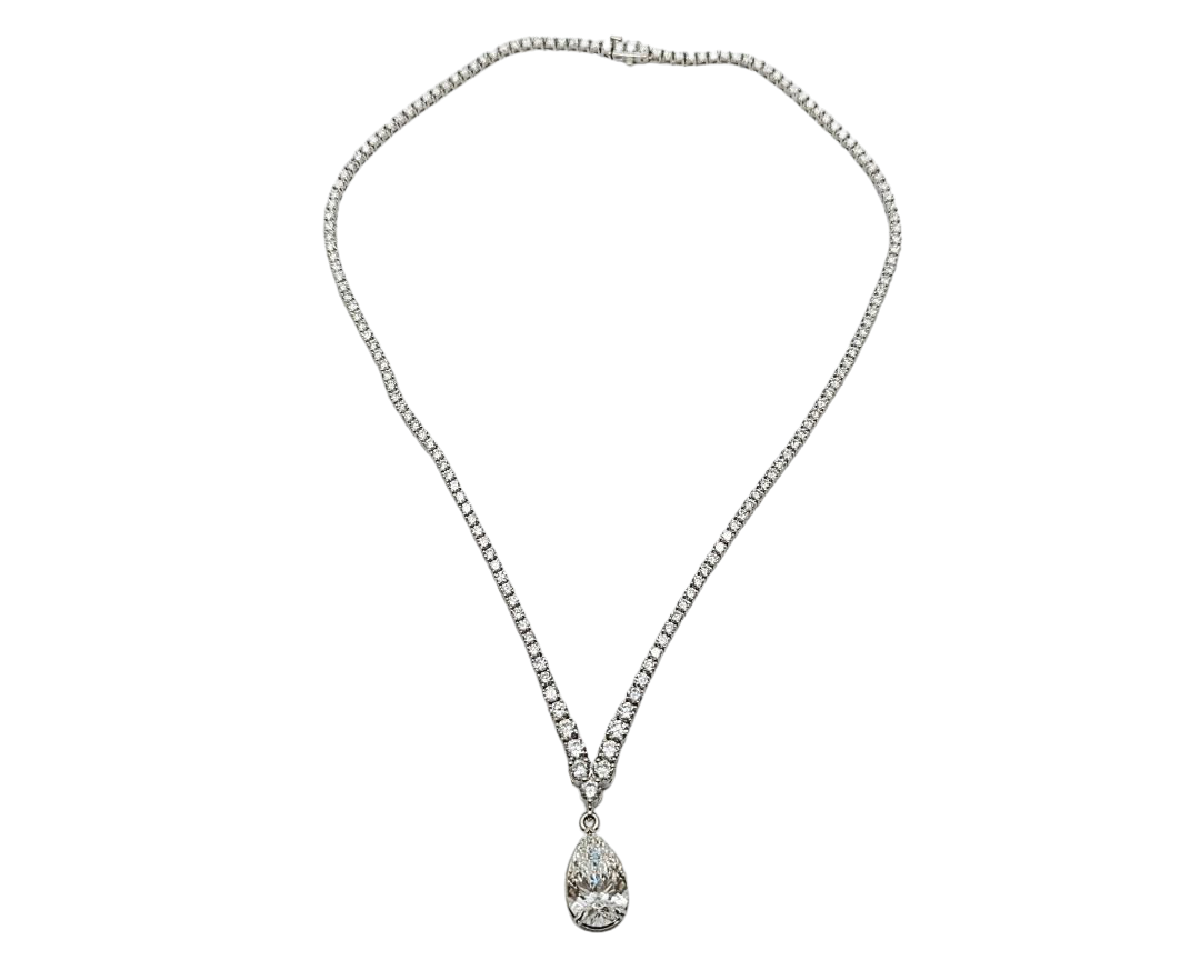 Lab Grown Diamond Riviera Drop Necklace - White Gold