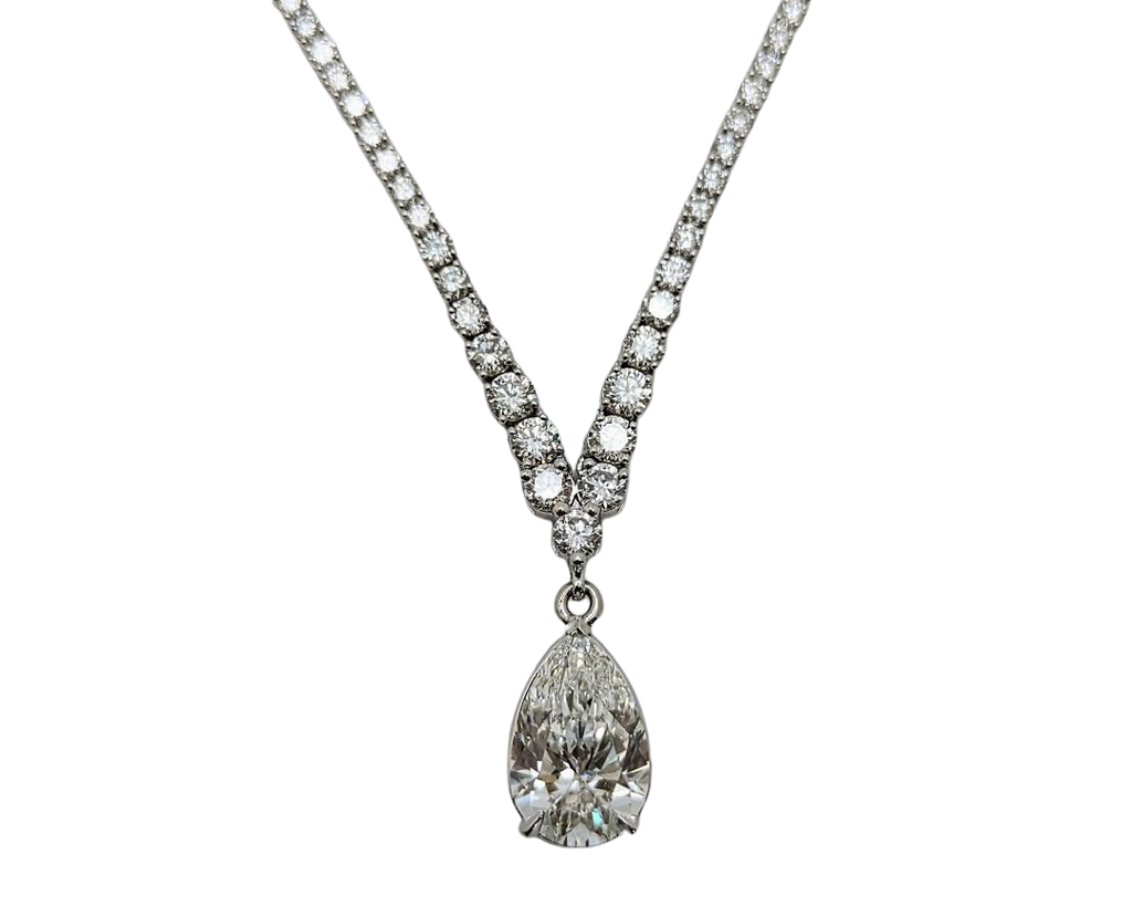 Lab Grown Diamond Riviera Drop Necklace - White Gold