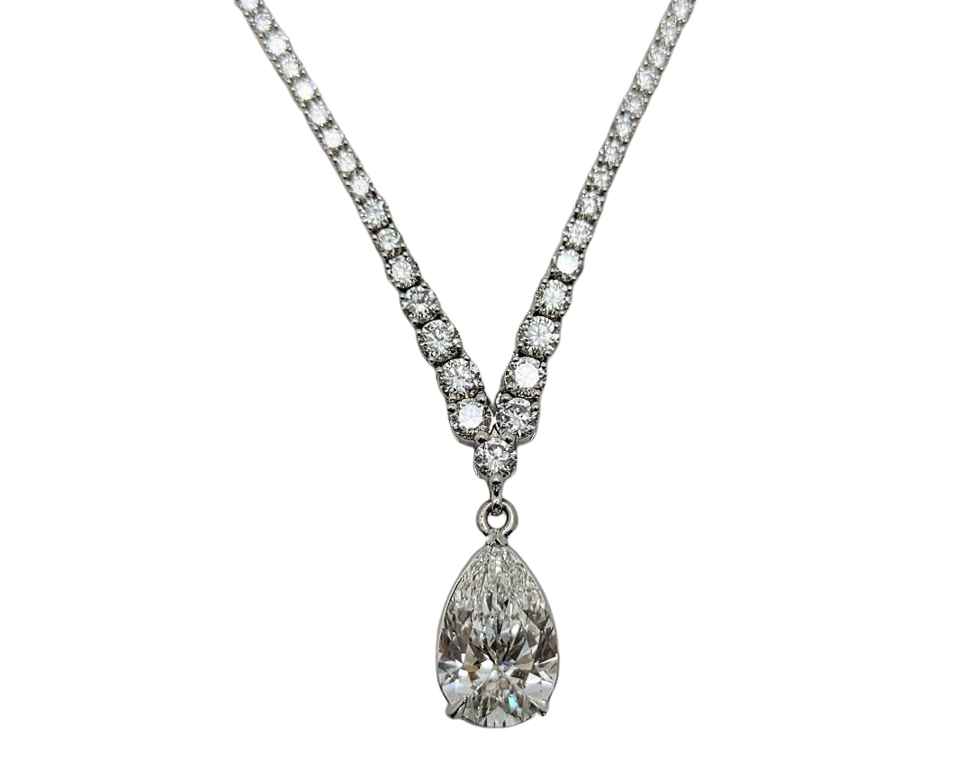 Lab Grown Diamond Riviera Drop Necklace - White Gold