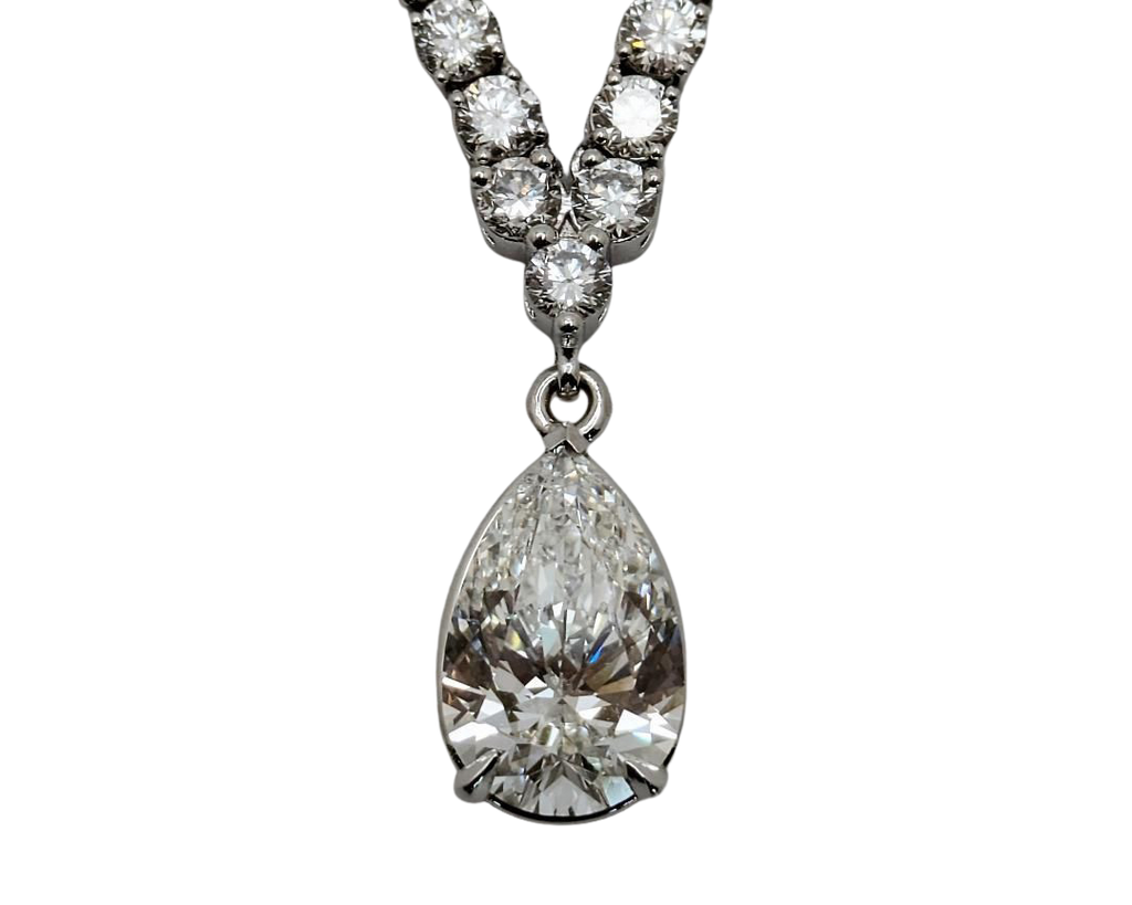 Lab Grown Diamond Riviera Drop Necklace - White Gold