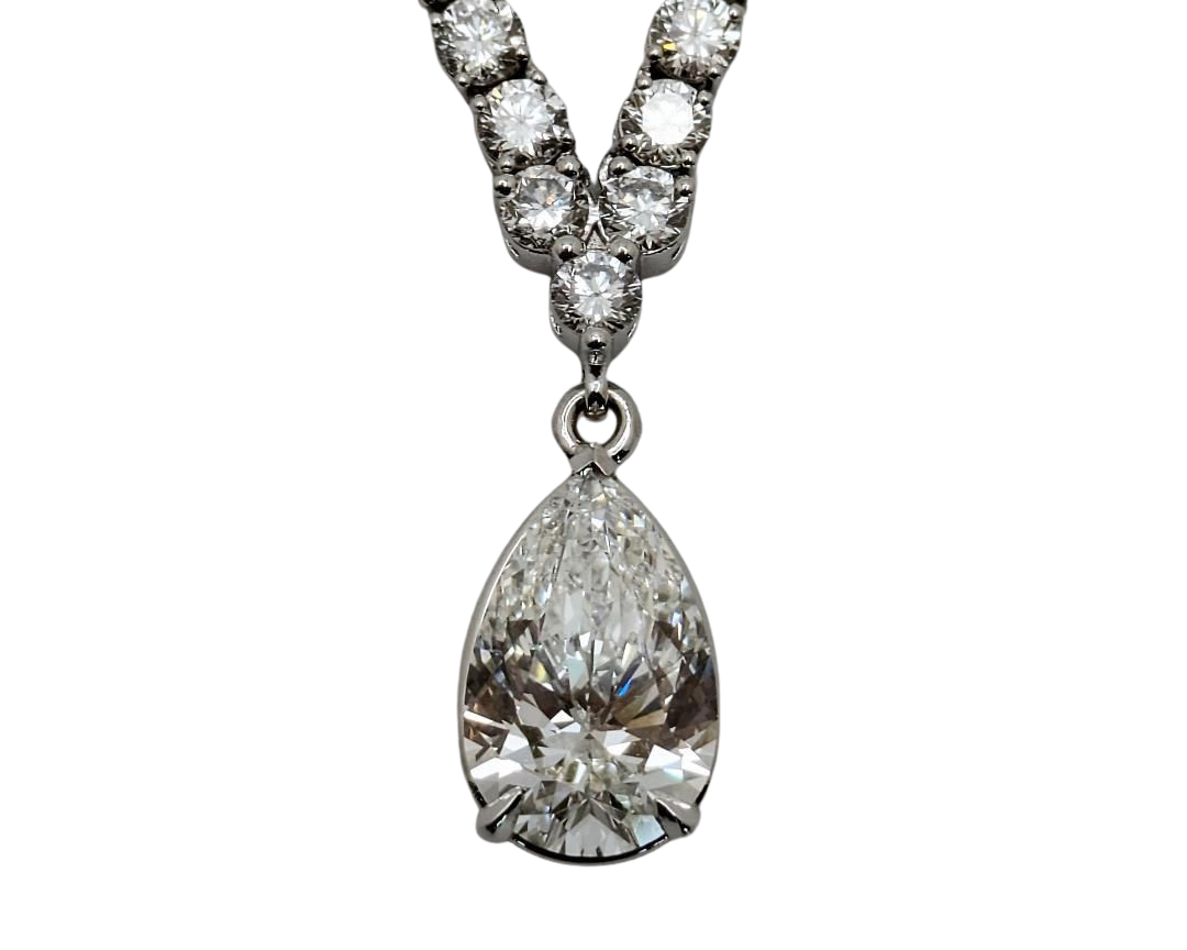 Lab Grown Diamond Riviera Drop Necklace - White Gold