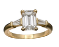 1.50 Emerald Cut Diamond Ring With Baguette Accent Diamonds - Yellow Gold