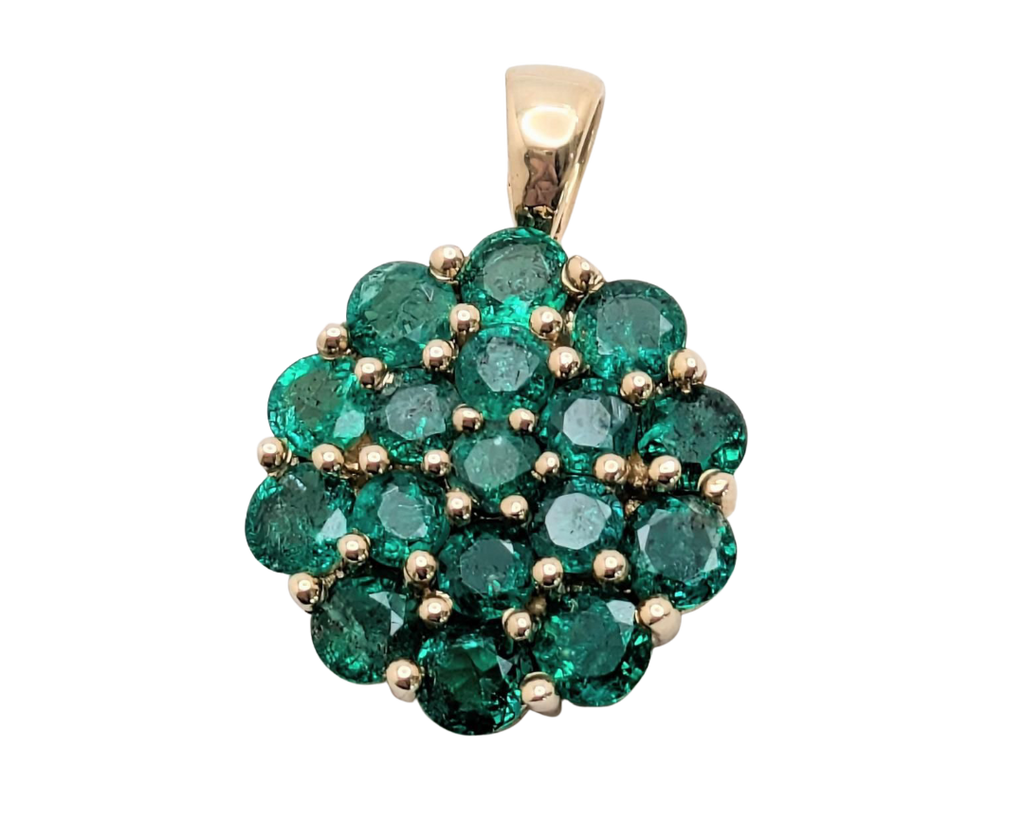 Emerald Cluster Pendant - Yellow Gold