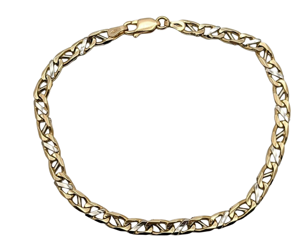 Fancy Anchor Link Bracelet - Two Tone