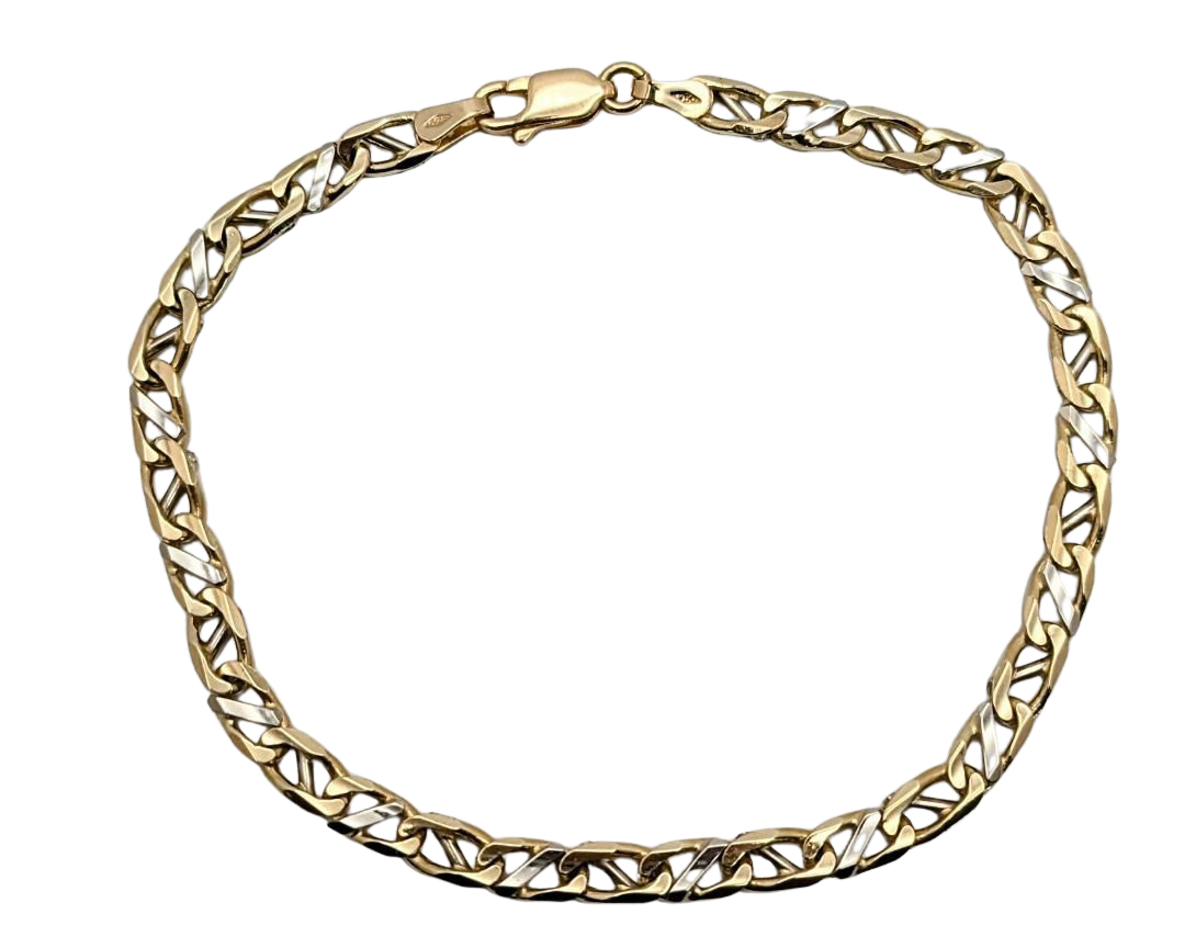 Fancy Anchor Link Bracelet - Two Tone