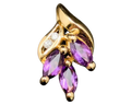 Three Stone Amethyst Pendant with Diamond Accents - Yellow Gold