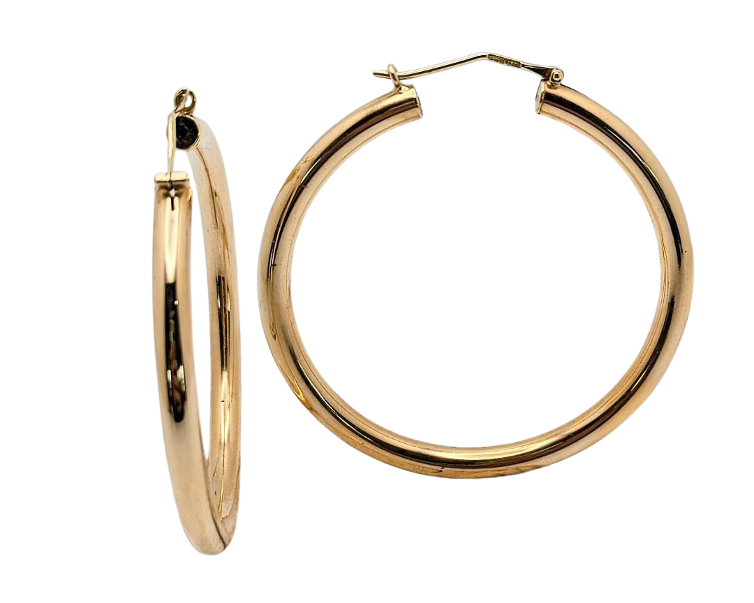 50.0 x 3.9mm Round Hoops - Yellow Gold