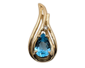 Blue Topaz Flame Design Pendant - Yellow Gold