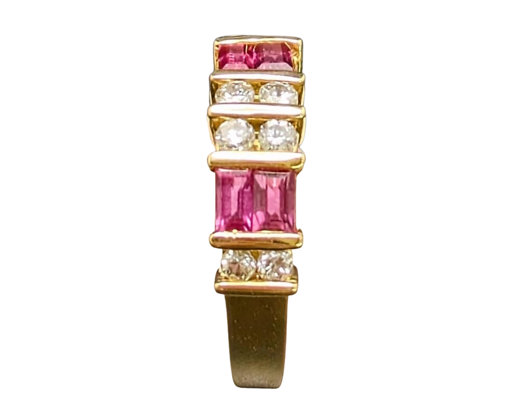 Double Row Ruby and Diamond Band - Yellow Gold