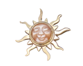 Carved Peach Moonstone Sun Pendant - Yellow Gold
