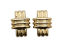 Crosshatch Earrings with French Omega Backs - Yellow Gold