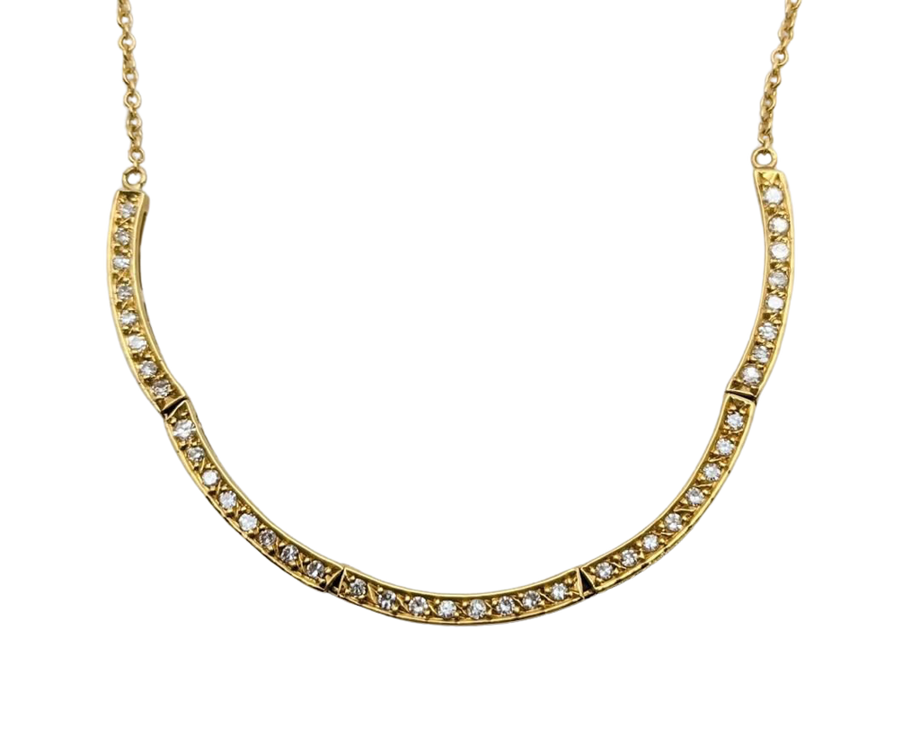 Diamond Articulated Bar Necklace - Yellow Gold