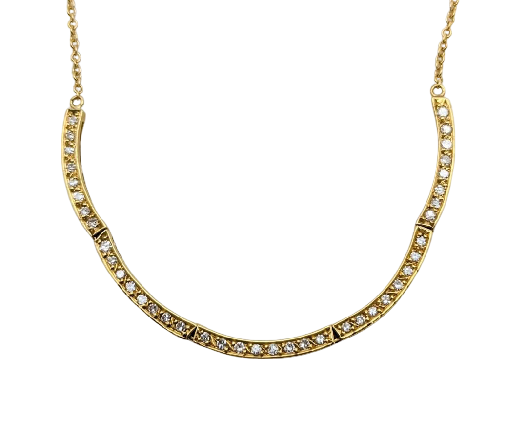 Diamond Articulated Bar Necklace - Yellow Gold