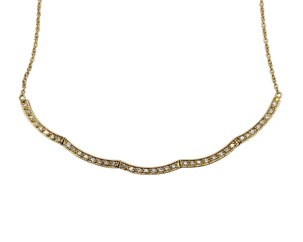 Diamond Articulated Bar Necklace - Yellow Gold