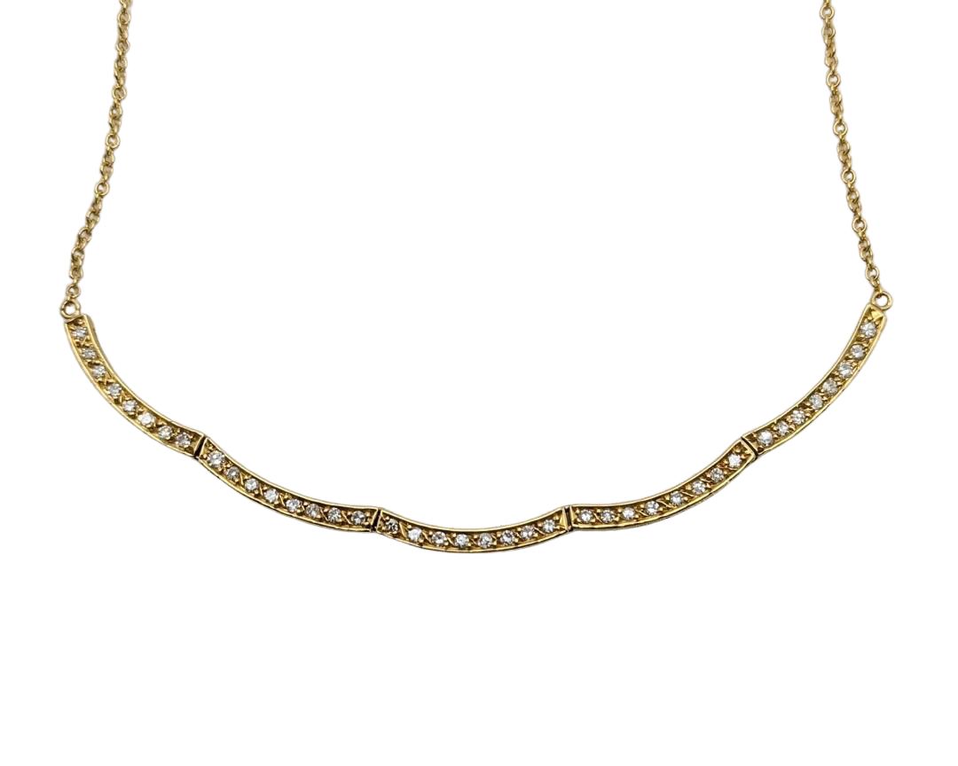 Diamond Articulated Bar Necklace - Yellow Gold