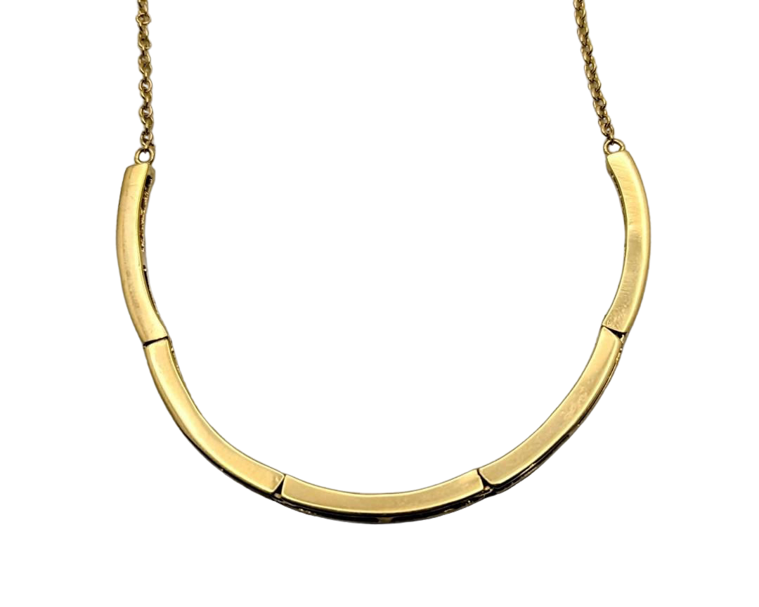 Diamond Articulated Bar Necklace - Yellow Gold