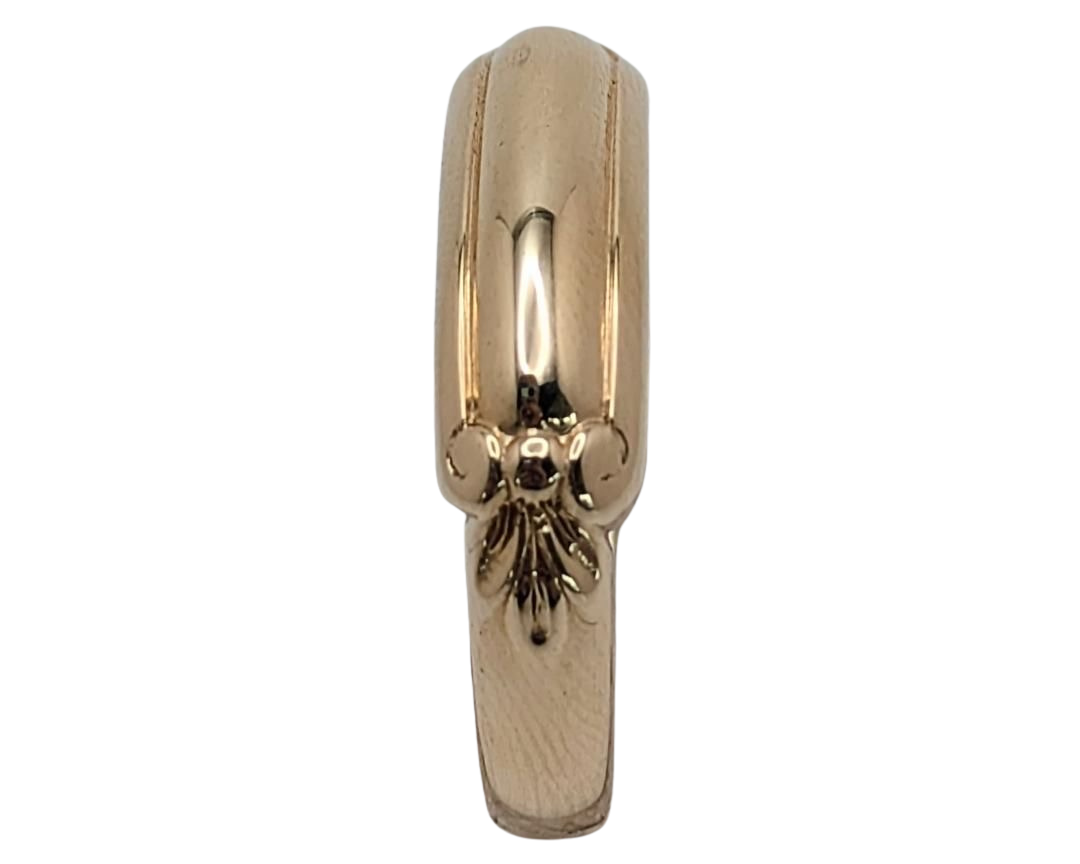 Mid-Century Domed Band with Leaf Accents - Yellow Gold
