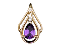 Double Teardrop Set Amethyst Pendant - Yellow Gold