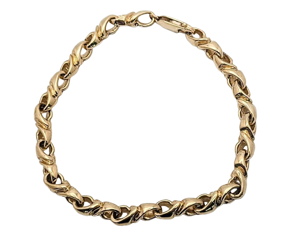 Fancy Twist Link Bracelet - Yellow Gold