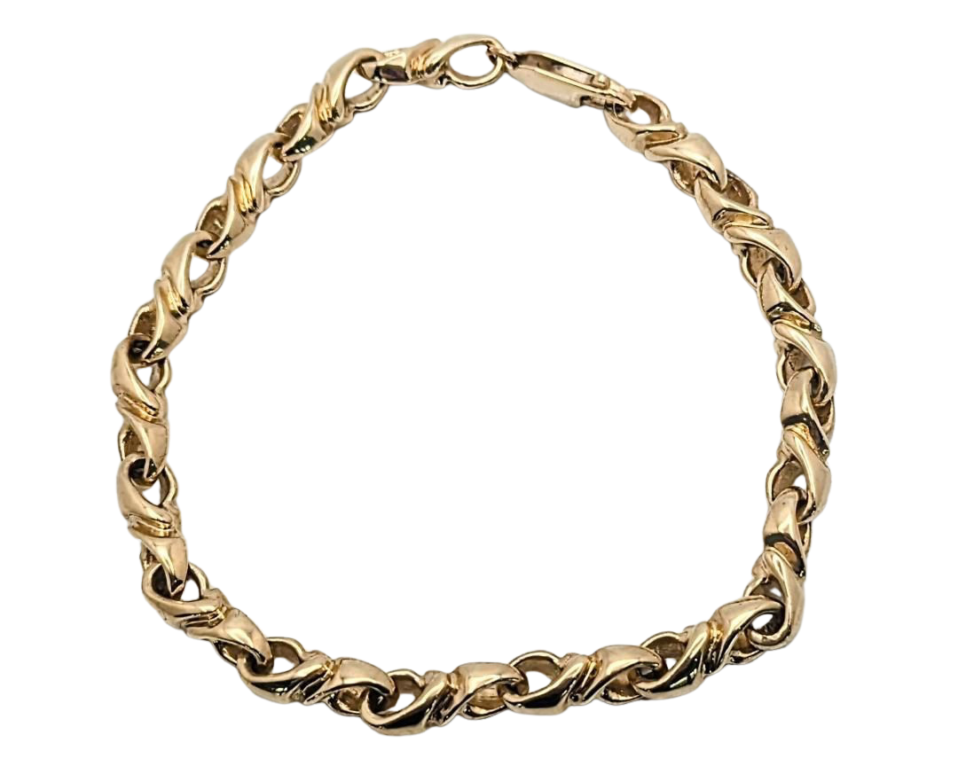 Fancy Twist Link Bracelet - Yellow Gold