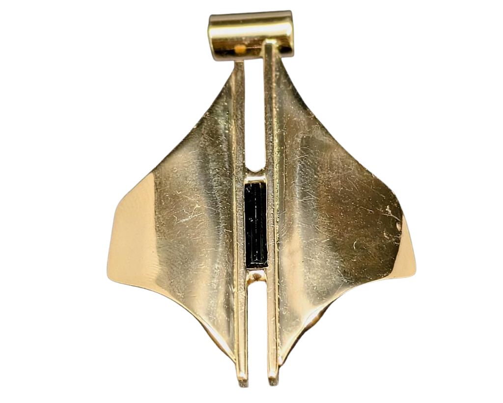 Contemporary Green Tourmaline Pendant - Yellow Gold