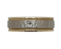 Hammered Center Band with Polished Borders - Two-Tone