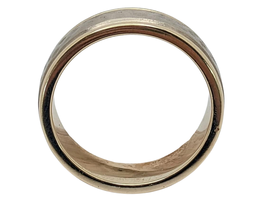 Hammered Center Band with Polished Borders - Two-Tone
