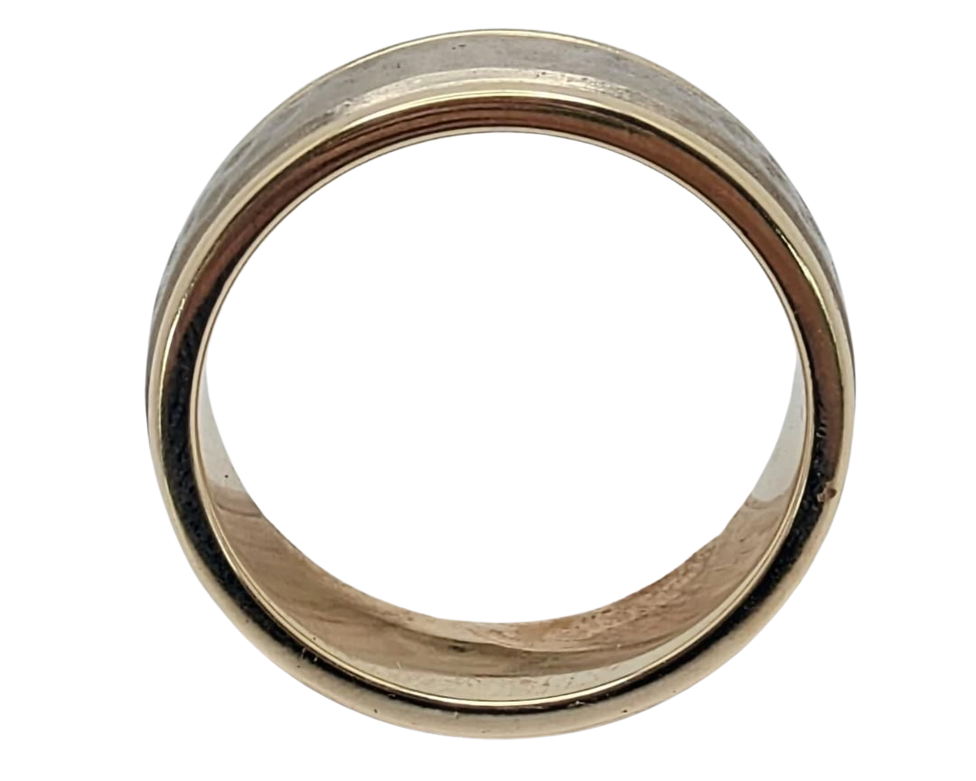 Hammered Center Band with Polished Borders - Two-Tone