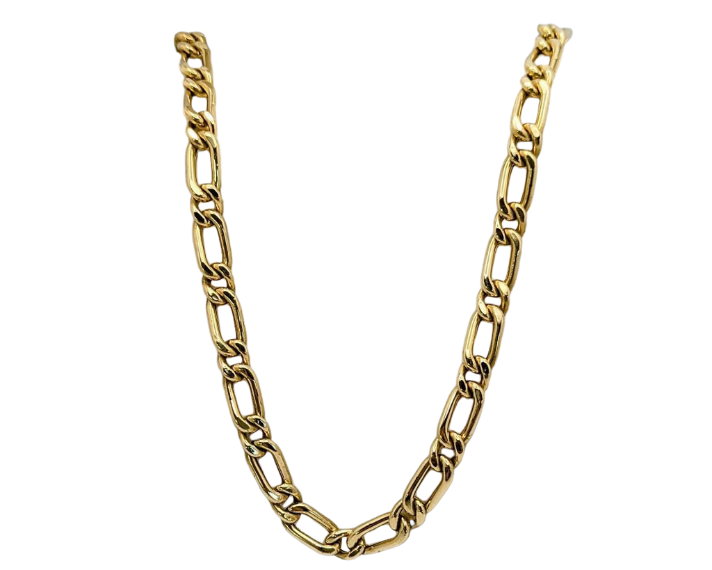 Alternating Oval Curb Link Necklace - Yellow Gold