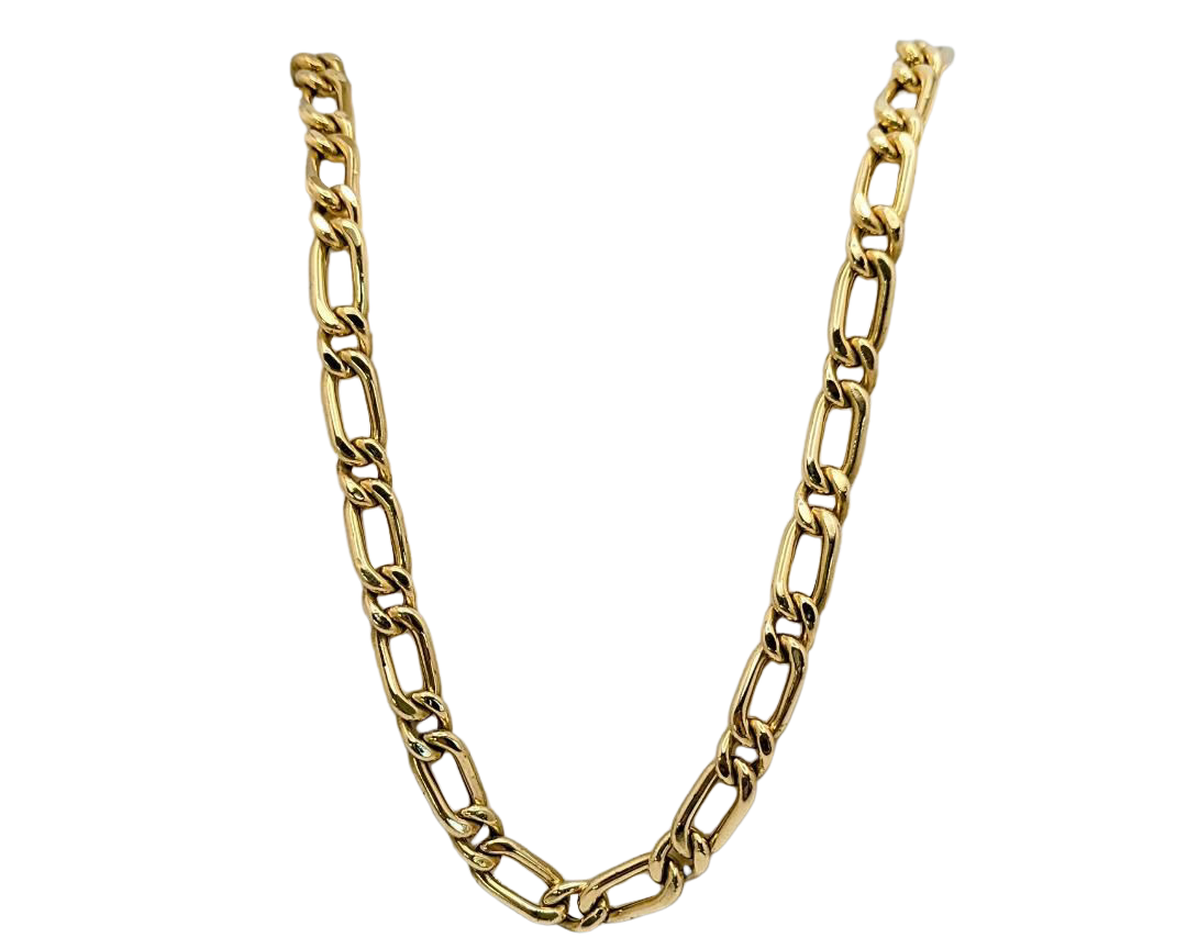 Alternating Oval Curb Link Necklace - Yellow Gold