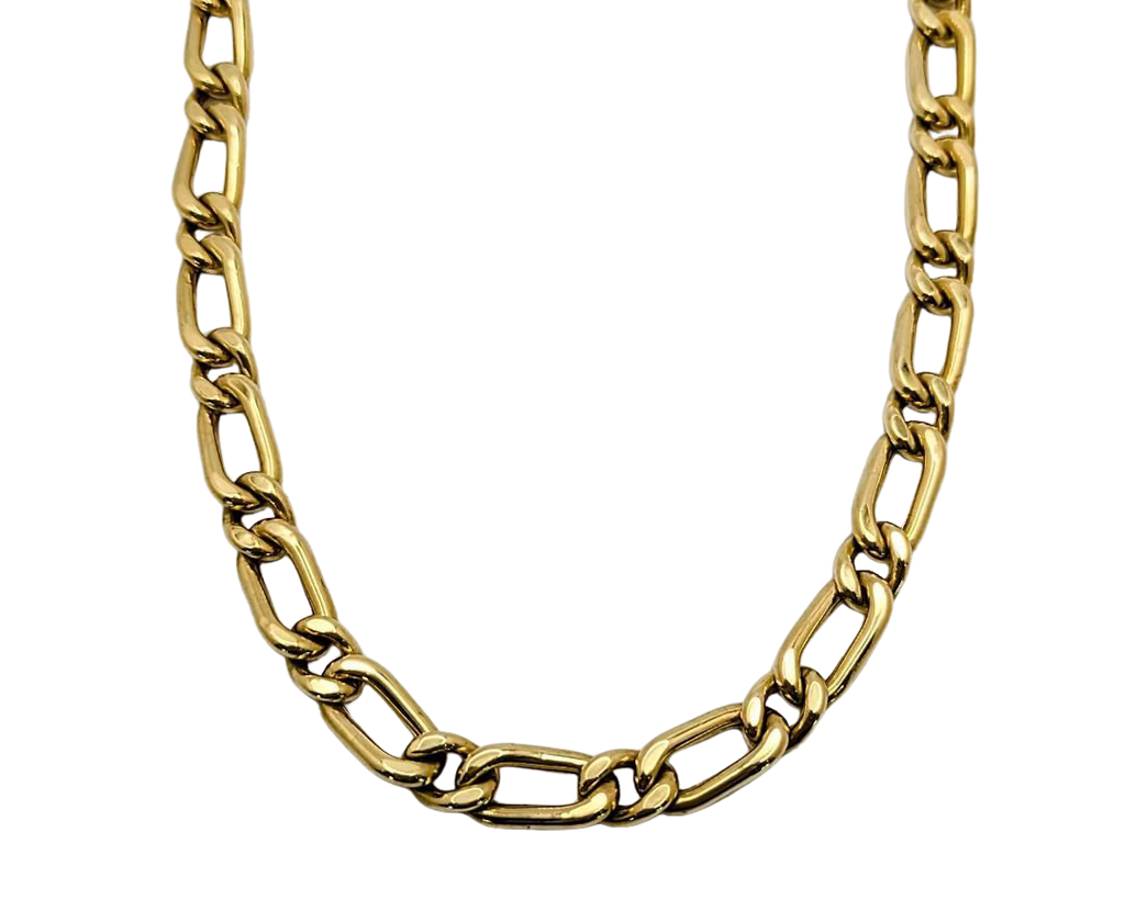 Alternating Oval Curb Link Necklace - Yellow Gold