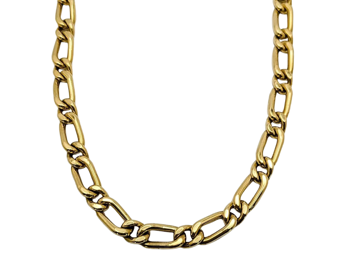 Alternating Oval Curb Link Necklace - Yellow Gold