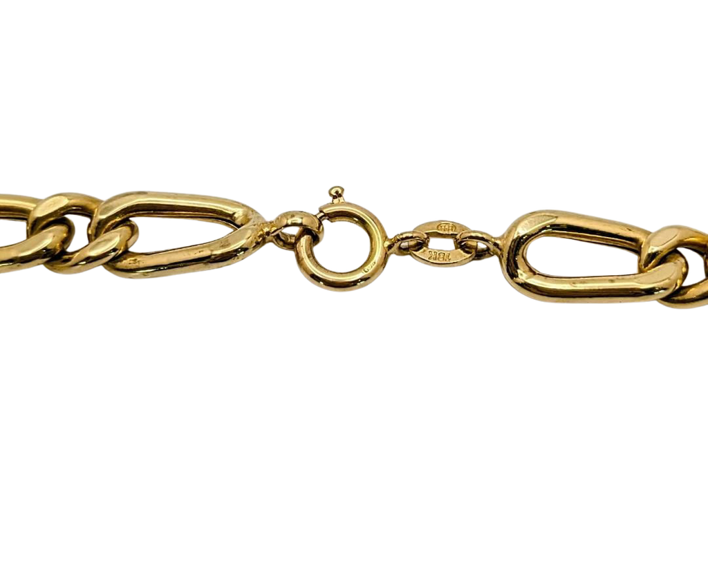 Alternating Oval Curb Link Necklace - Yellow Gold