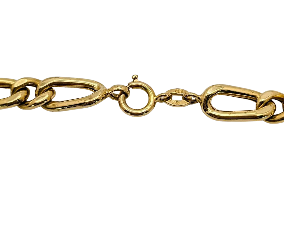 Alternating Oval Curb Link Necklace - Yellow Gold