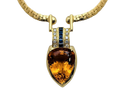 Le Vian Citrine Necklace with Accenting Diamonds and Sapphires - Yellow Gold