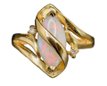 Opal Overlap Ring with Diamond Accents - Yellow Gold