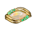 Marquise Opal Bypass Ring with Emerald Accents - Yellow Gold