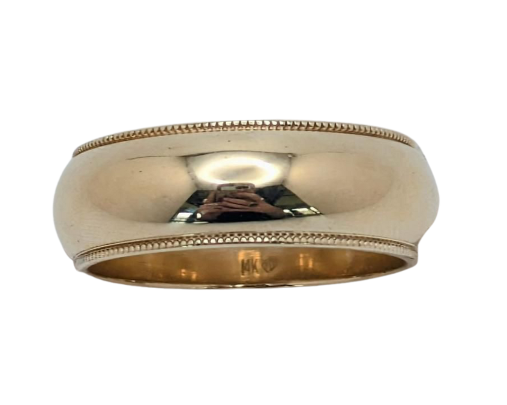 Milgrain Detail Borders Band - Yellow Gold