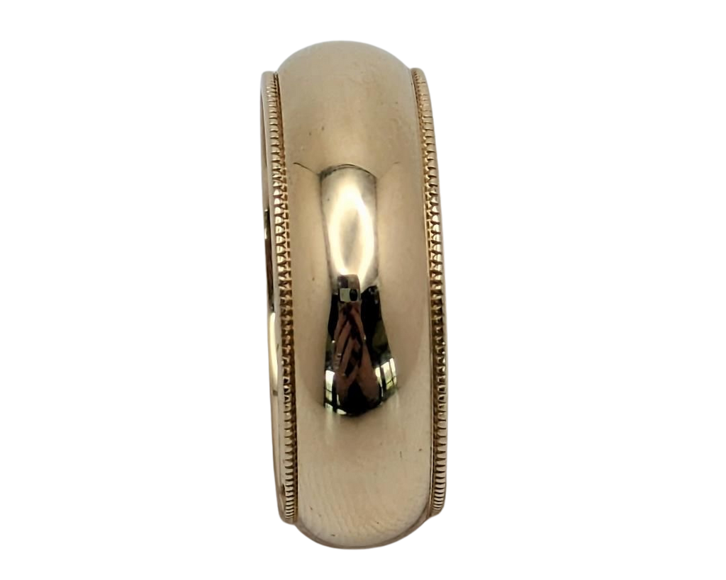 Milgrain Detail Borders Band - Yellow Gold