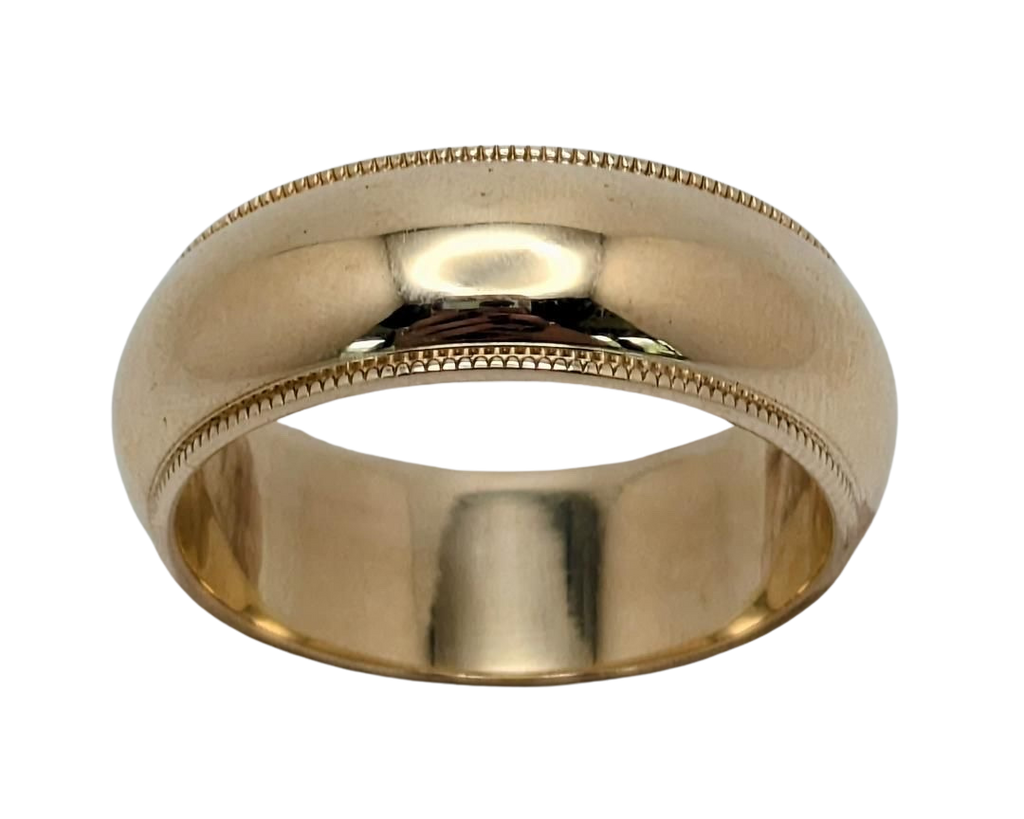 Milgrain Detail Borders Band - Yellow Gold