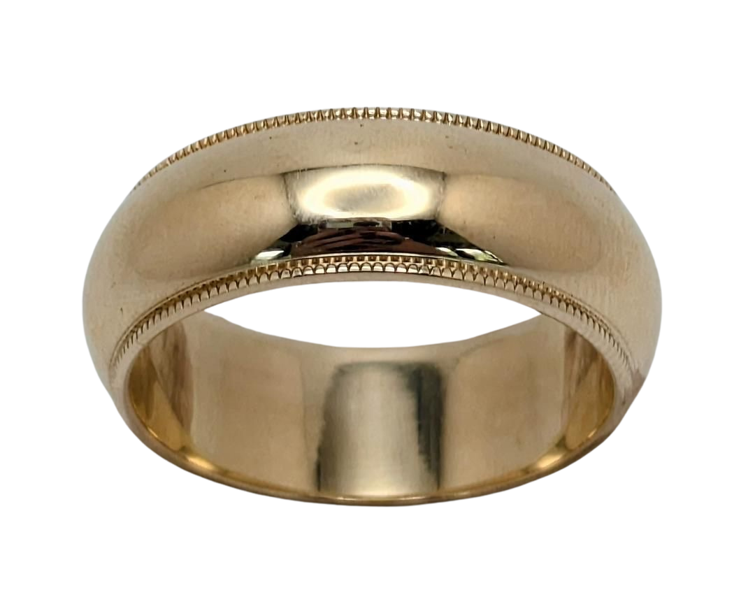 Milgrain Detail Borders Band - Yellow Gold