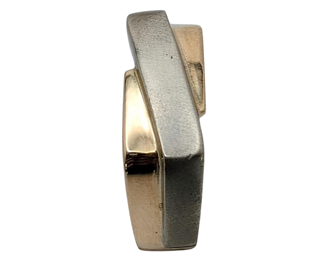 Geometric Overlapping Bar Band with Satin Finish - Two-Tone